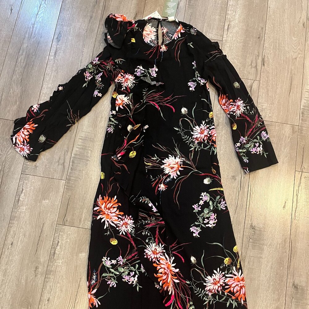 Long H&M dark floral dress; new with tags